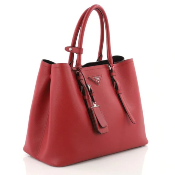 Prada Cuir Covered Strap Double Tote Saffiano Leather - Picture 1 of 17
